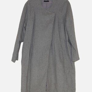 H by Halston Gray Wool Blend Collarless trench Coat Size:XL